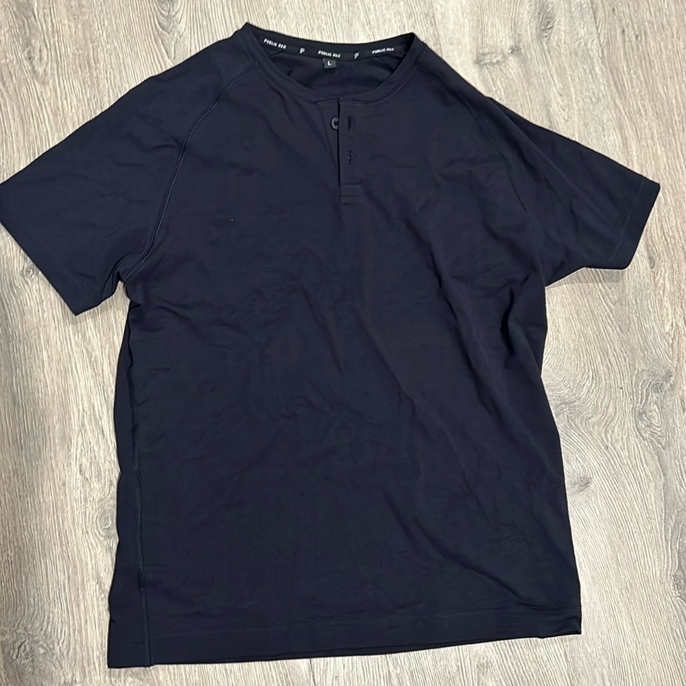 Public Rec Henley Shirt Short Sleeved black Mens Large